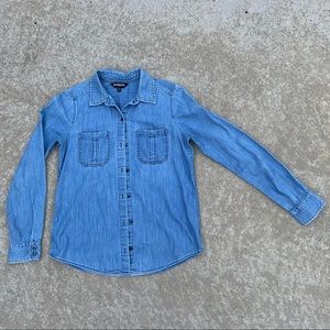 Express Denim Top Lightweight Button Down Size XS